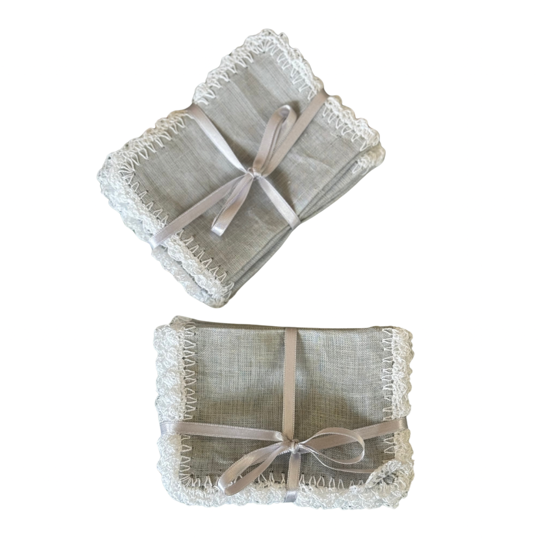 Servilleta de Cóctel con Puntilla Set/6