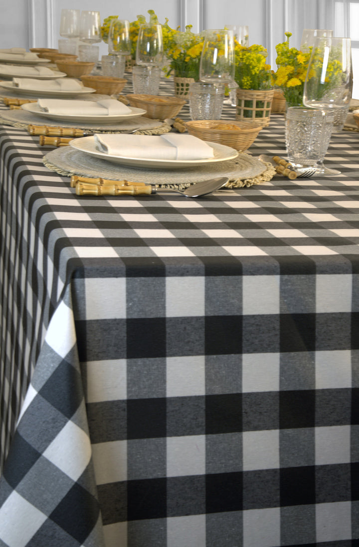 Nappe enduite Vichy Noir/Blanc
