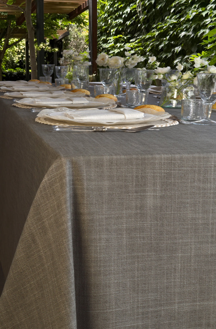 Dark Stone Linen Resin-Coated Tablecloth