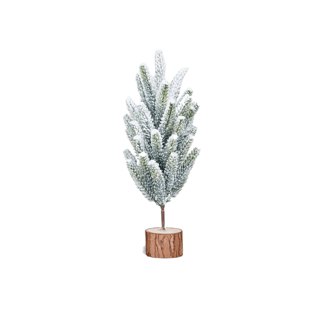 Abeto de Navidad Nevado, con madera - La Compañía Francesa