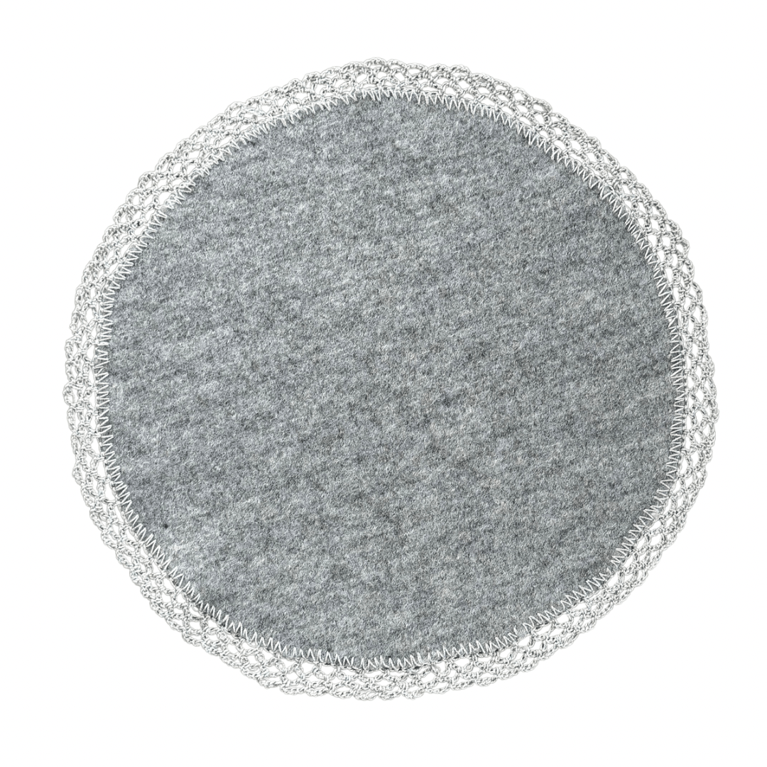 Bajoplato de Lana Gris con Puntilla - La Compañía Francesa