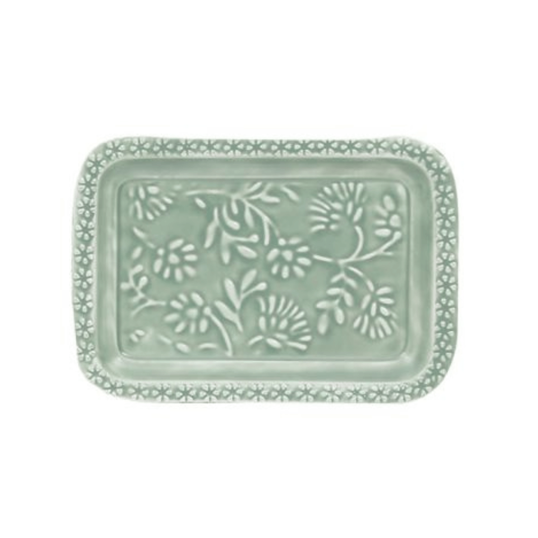 Bandeja Rectangular Baroque Verde Agua Pequeña - La Compañía Francesa