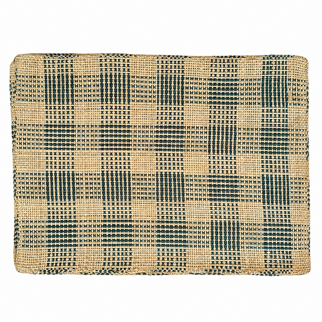Nappe individuelle en fibres naturelles à carreaux verts, lot de 6