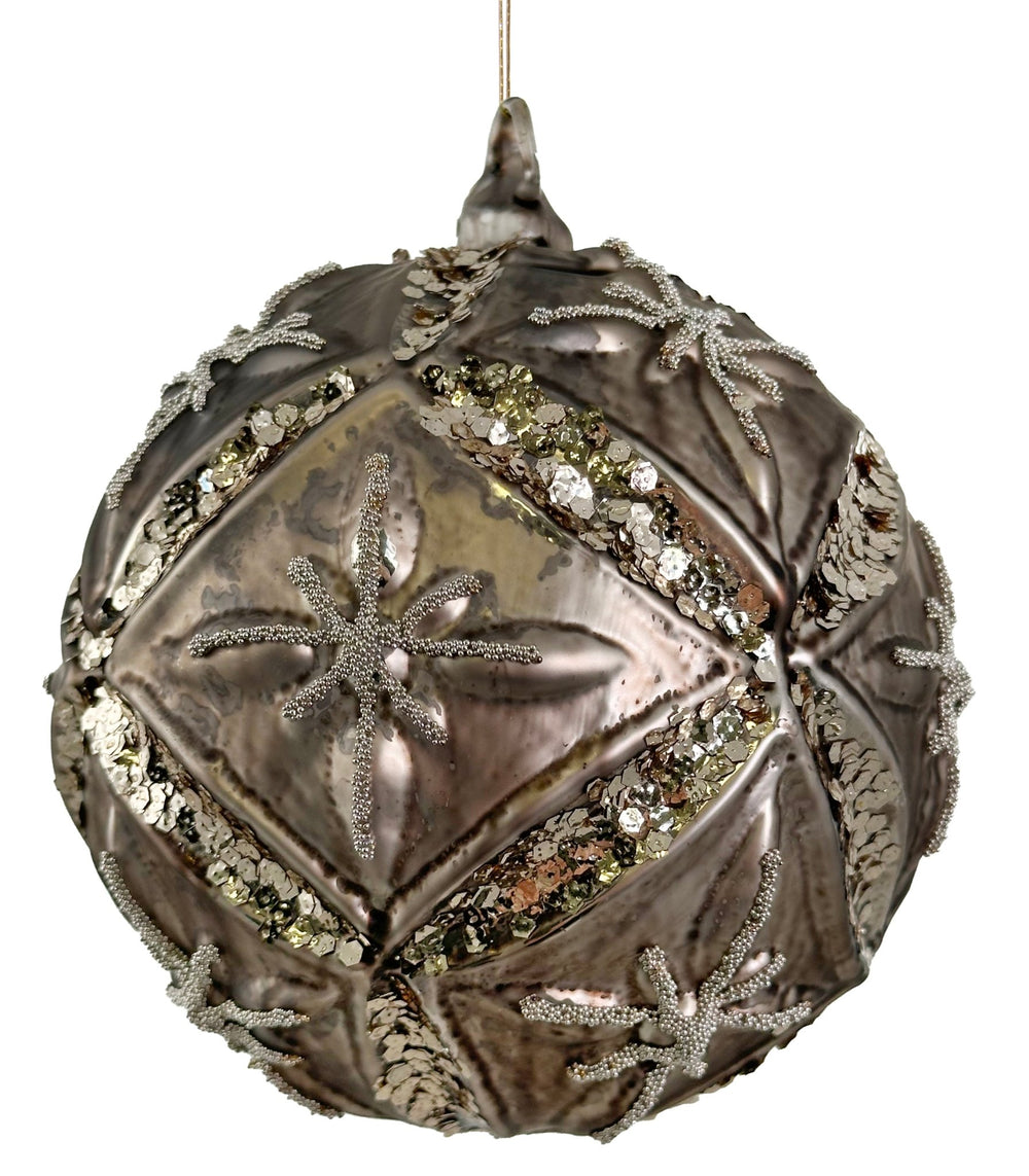 Bola de Navidad Florale Gris Antique Grande - La Compañía Francesa