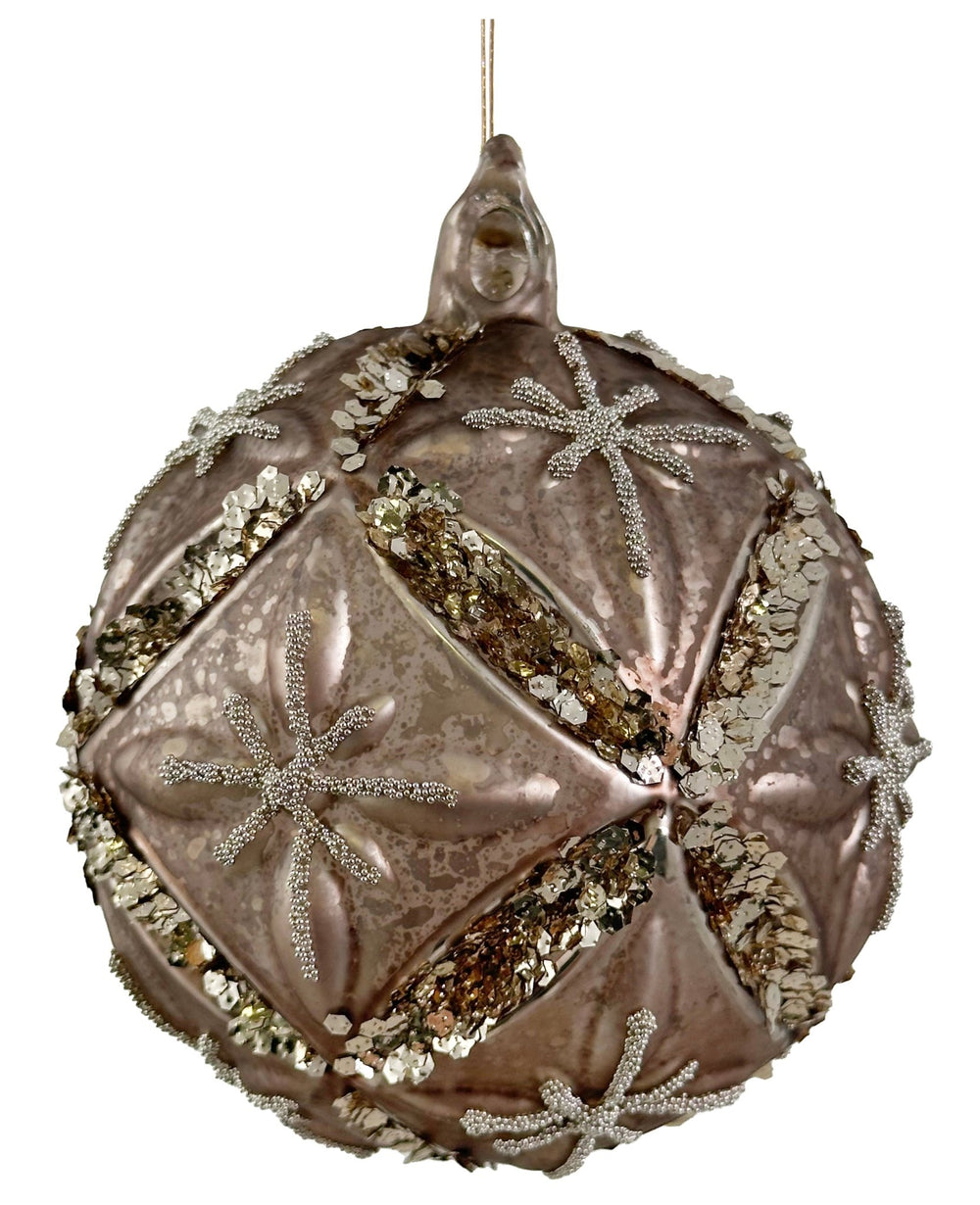 Bola de Navidad Florale Gris Antique Mediana - La Compañía Francesa