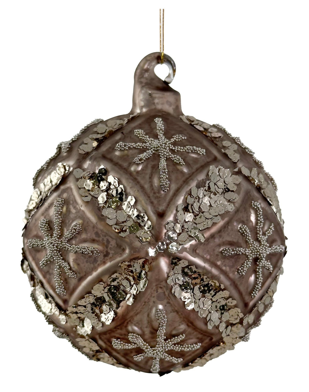 Bola de Navidad Florale Gris Antique Pequeña Set/4 - La Compañía Francesa