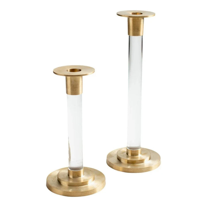 Candelabro de Latón y Resina Transparente Pequeño