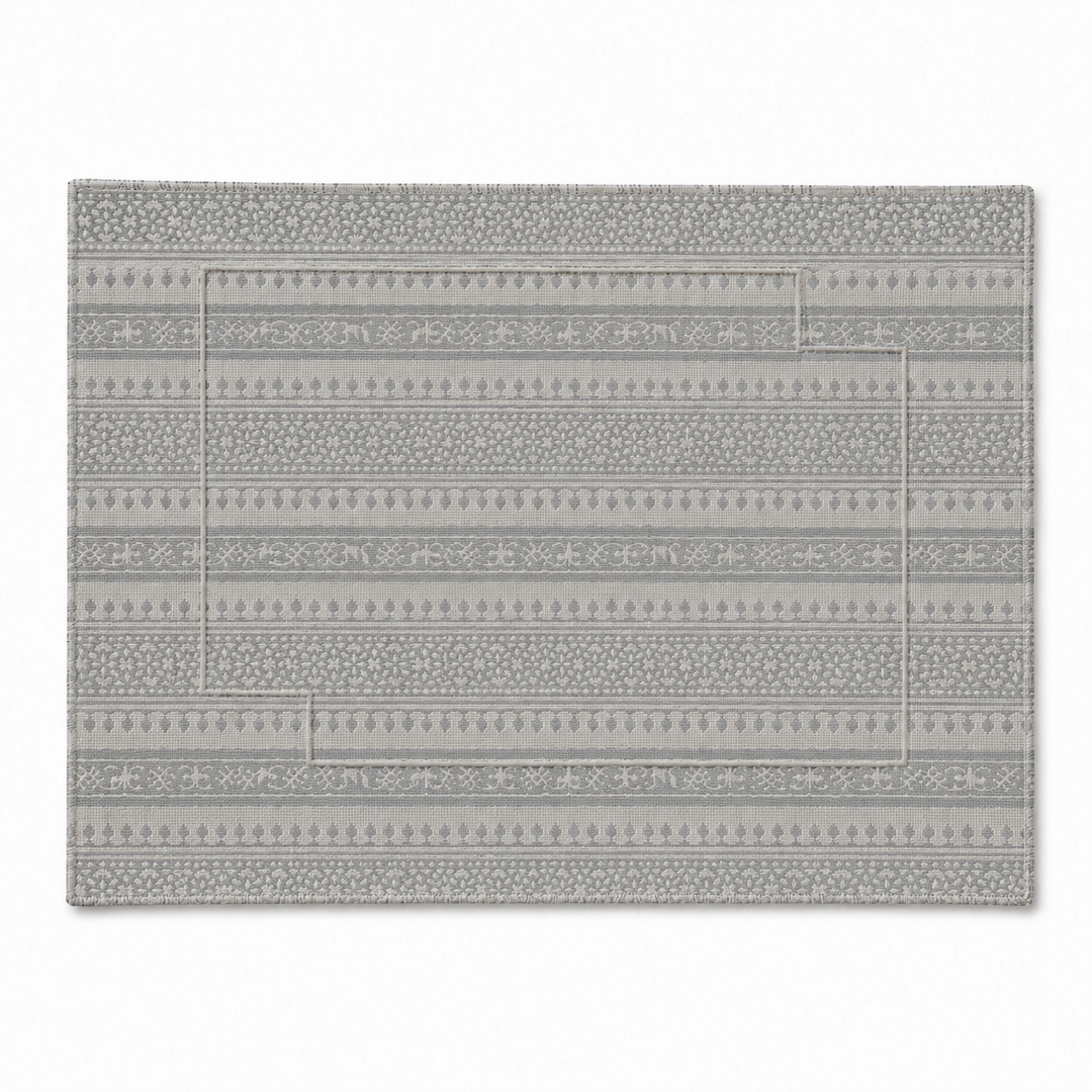 Rectangular Resin Coated Placemat Normandie Grey Set/2