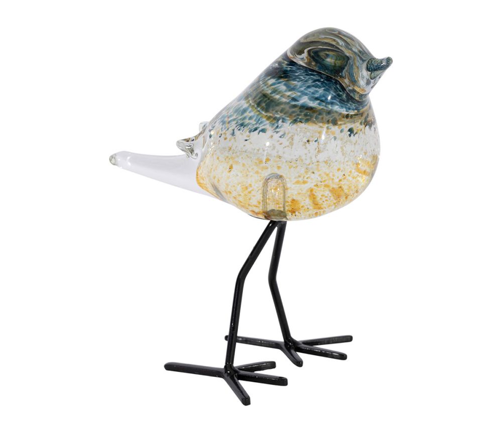 Oiseau en Verre Anthracite et Doré