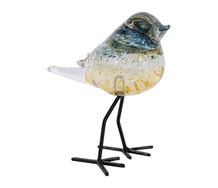 Oiseau en Verre Anthracite et Doré