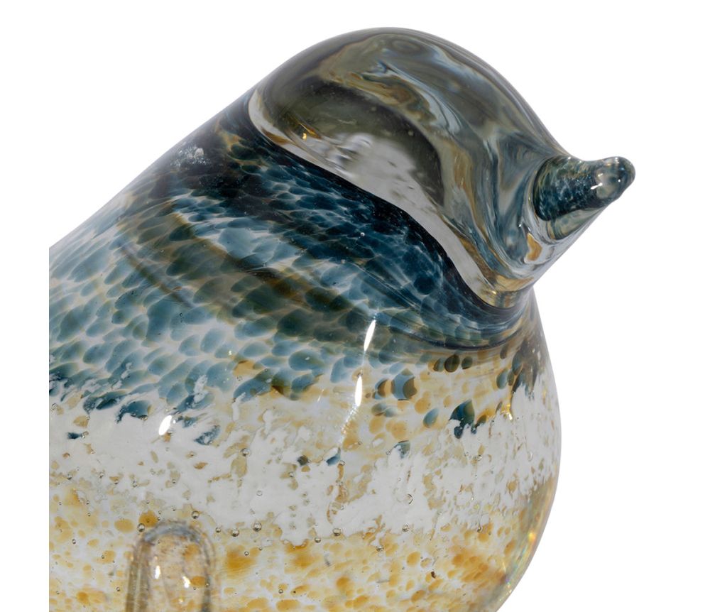 Oiseau en Verre Anthracite et Doré