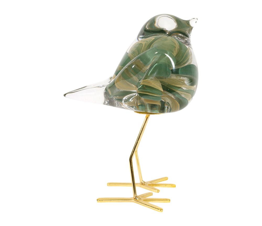 Oiseau vert aux pattes dorées