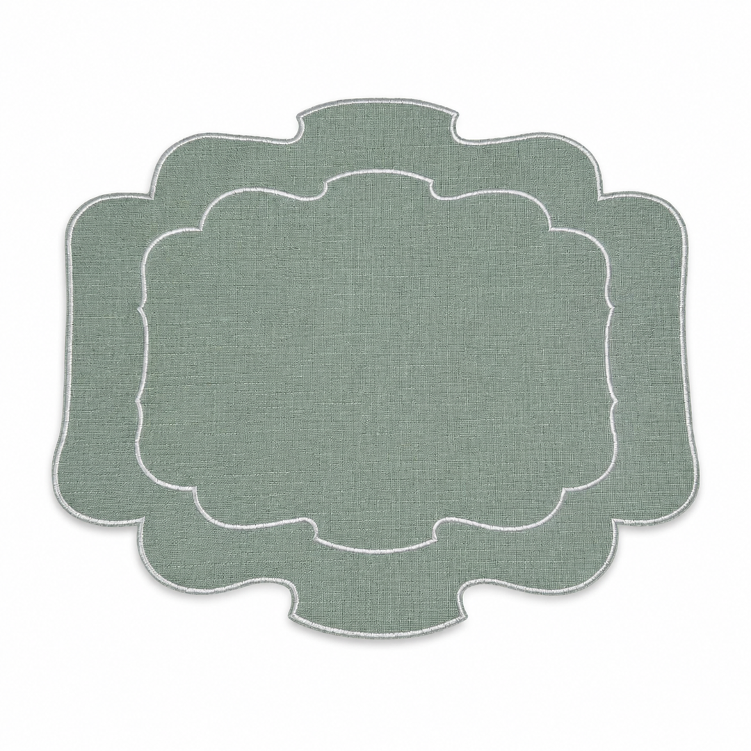 Set de 2 sets de table ovales vert eucalyptus