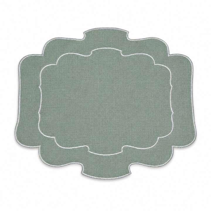 Set de 2 sets de table ovales vert eucalyptus
