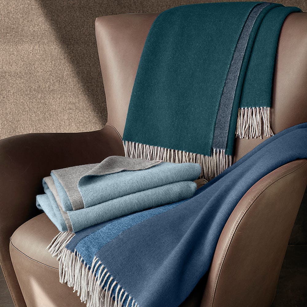 Manta Gold Plaid | Azul - La Compañía Francesa