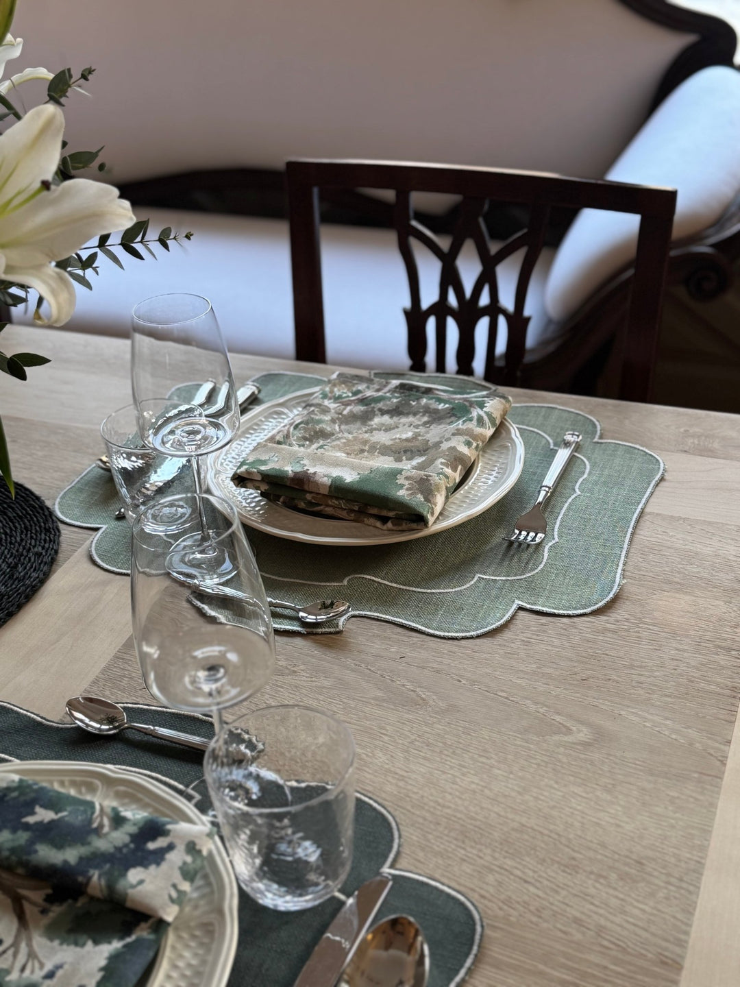 Mantel Individual Ovalado Verde Eucalipto Set/2 - La Compañía Francesa