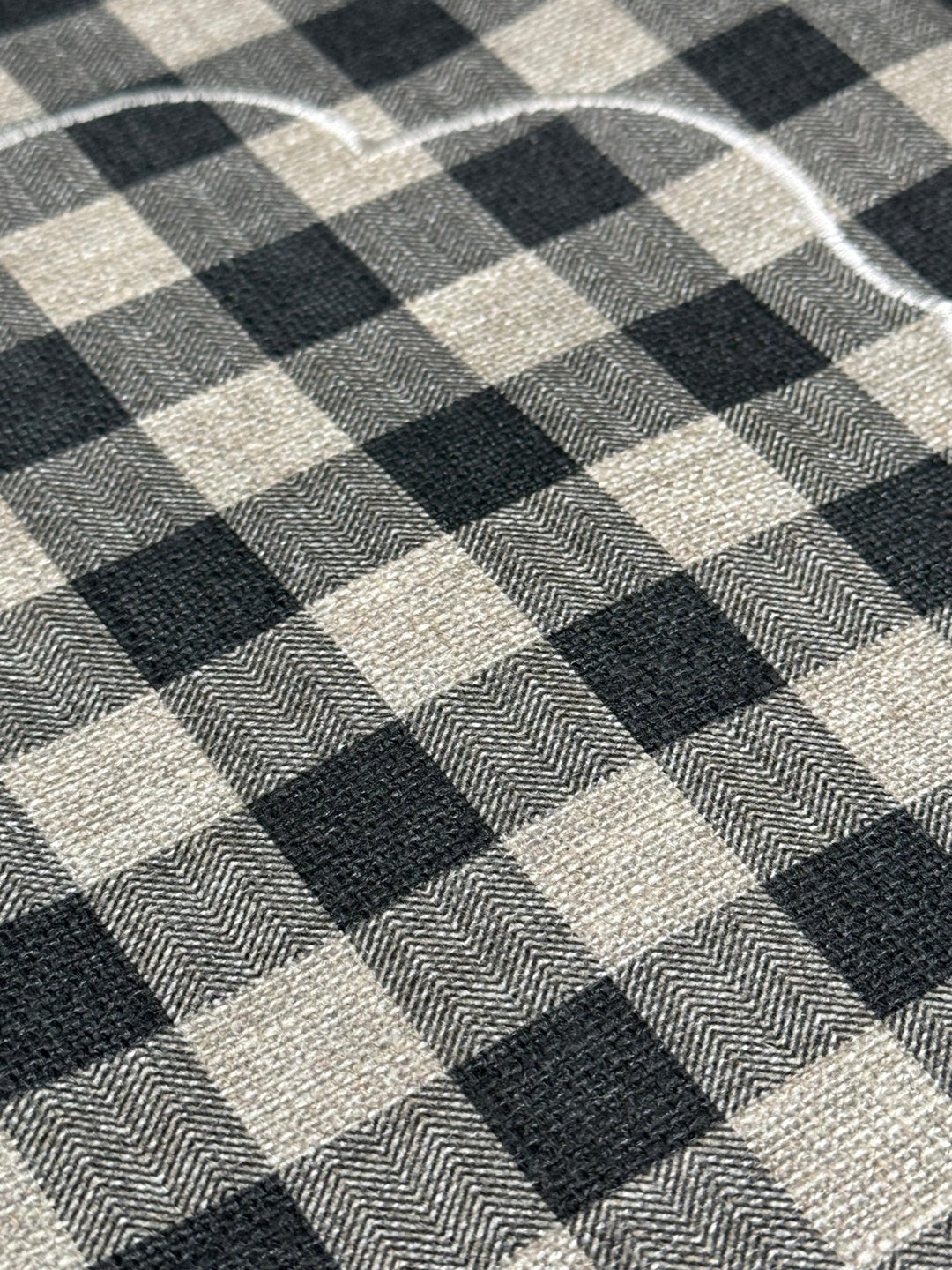 Mantel Individual Ovalado Vichy Gris Oscuro/Lino Set/2 - La Compañía Francesa