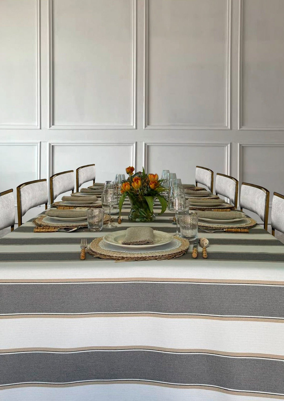 Mantel Resinado Grey Stripes - La Compañía Francesa