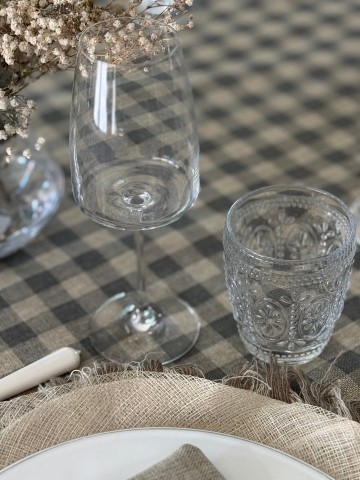 Mantel Resinado Vichy Gris Claro/Lino - La Compañía Francesa