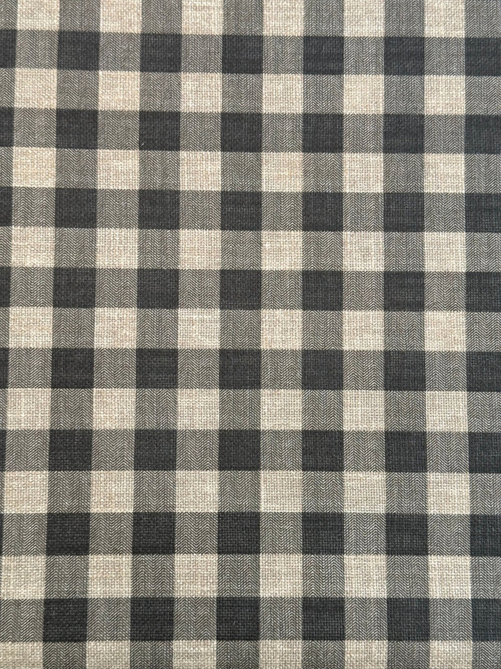 Mantel Resinado Vichy Gris Oscuro/ Lino - La Compañía Francesa