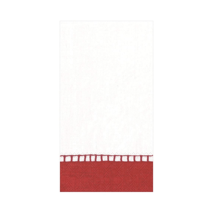 Servilletas Papel Buffet Blancas Borde Lino Rojo - La Compañía Francesa