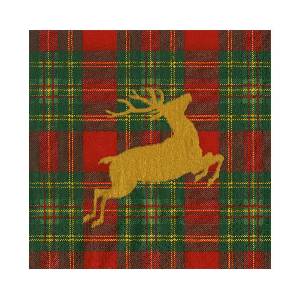 Servilletas Papel Comida Reindeer Tartan Red - La Compañía Francesa