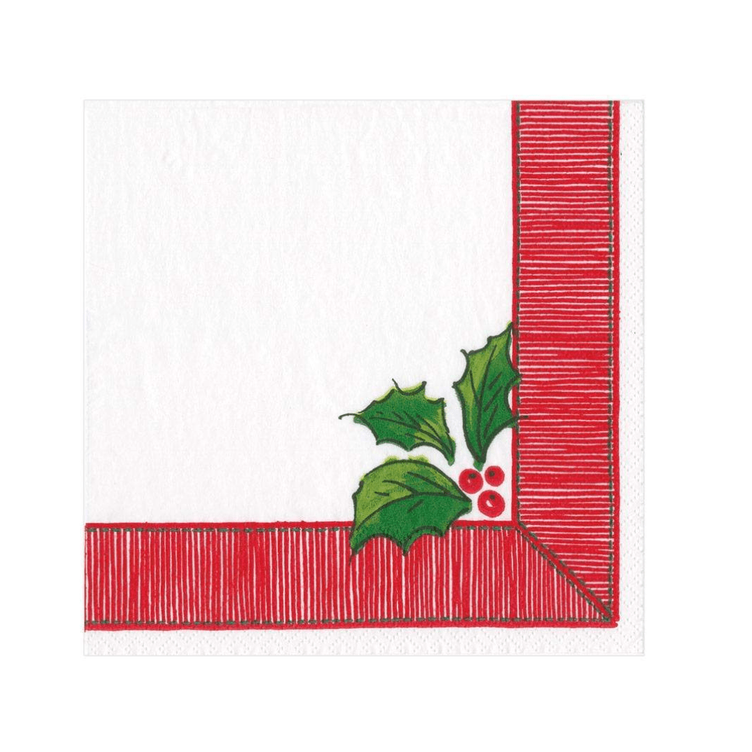 Servilletas Papel Comida Ribbon Border Holly - La Compañía Francesa