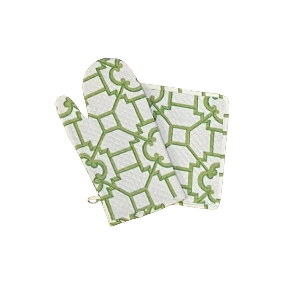 Set Manopla y Agarrador Garden Trellis Verde - La Compañía Francesa