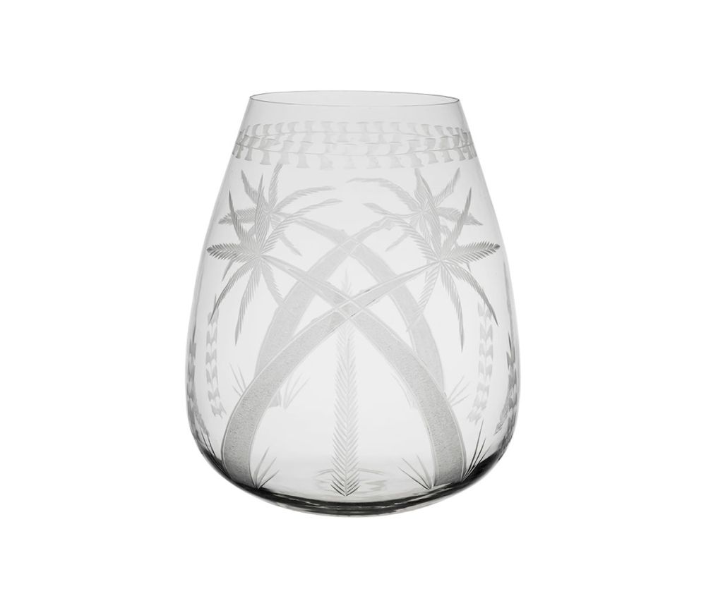 Low Palmier Clear Glass Vase