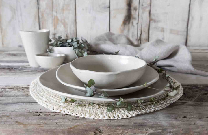Set de 6 sous-assiettes en crochet couleur ivoire