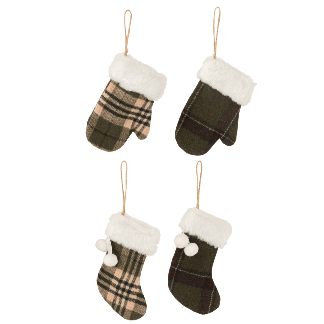 Calcetín De Navidad Cuadrados Caqui Set/4 - La Compañía Francesa