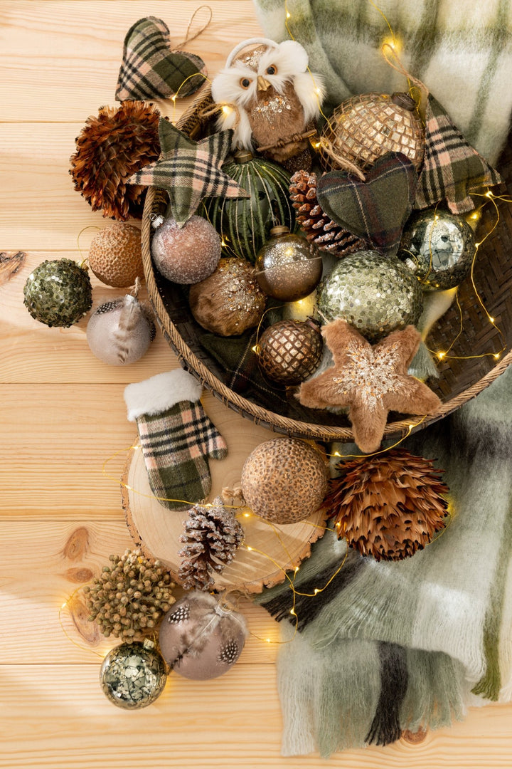 Calcetín De Navidad Cuadrados Caqui Set/4 - La Compañía Francesa