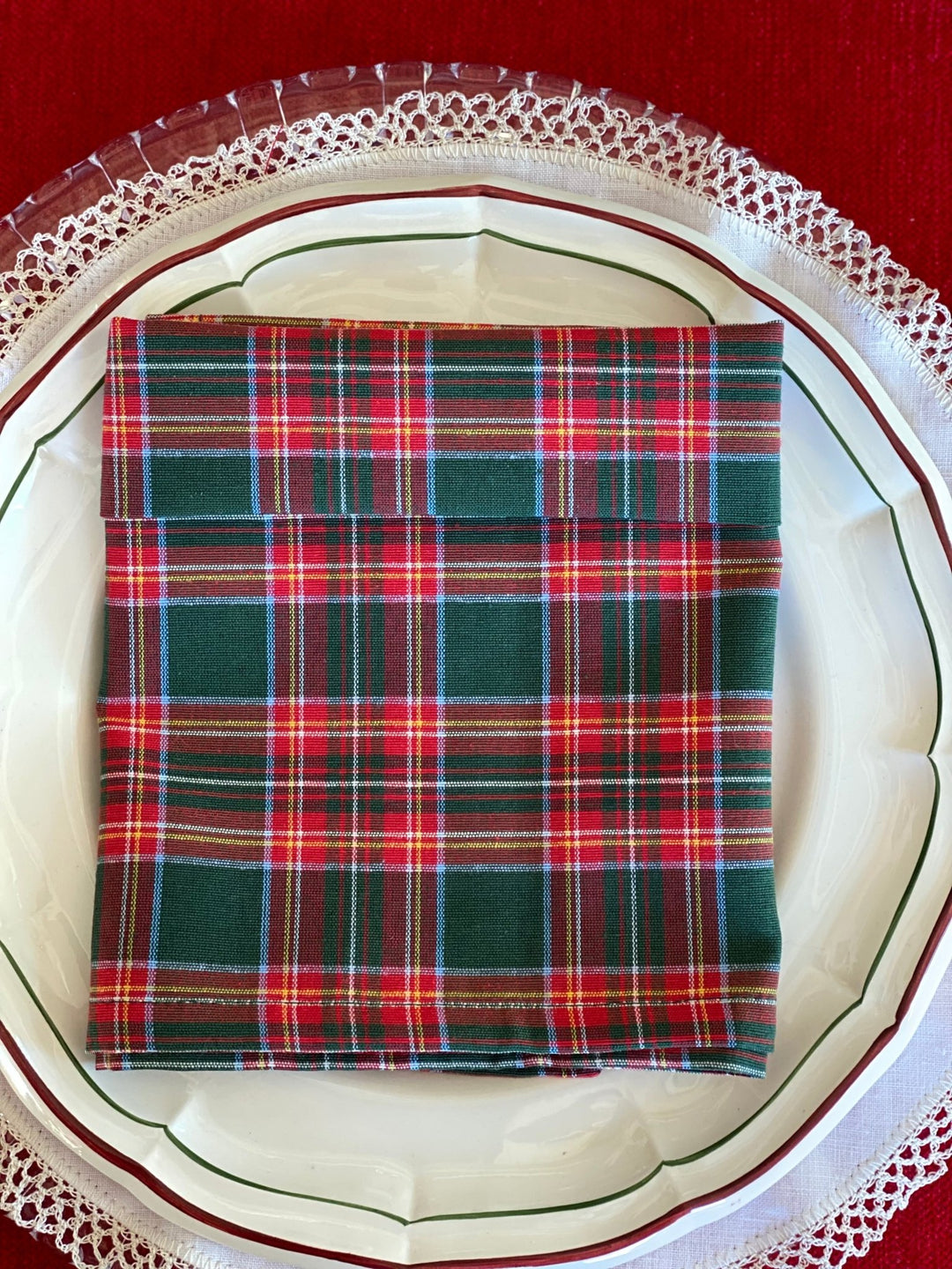 Servilleta Escocesa Roja y Verde - La Compañía Francesa